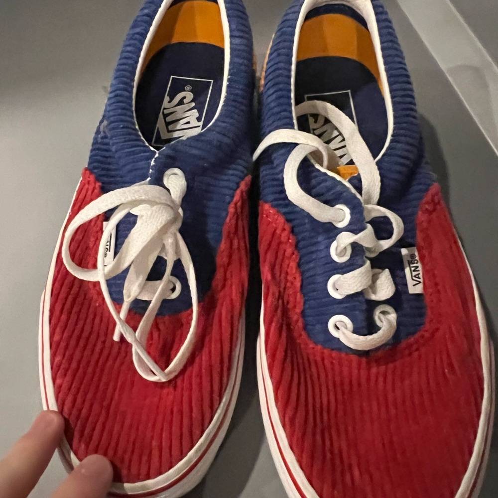 Vans Red and Blue Corduroy Shoes
